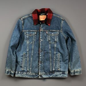 Levi's Trucker Jean Jacket Snap Front Fleece Sherpa Red Lined Levi Strauss 2X